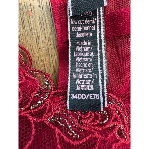 Victoria's Secret VERY SEXY Unlined Floral Embroidered Demi Bra NWT, 34DD - Picture 4 of 16